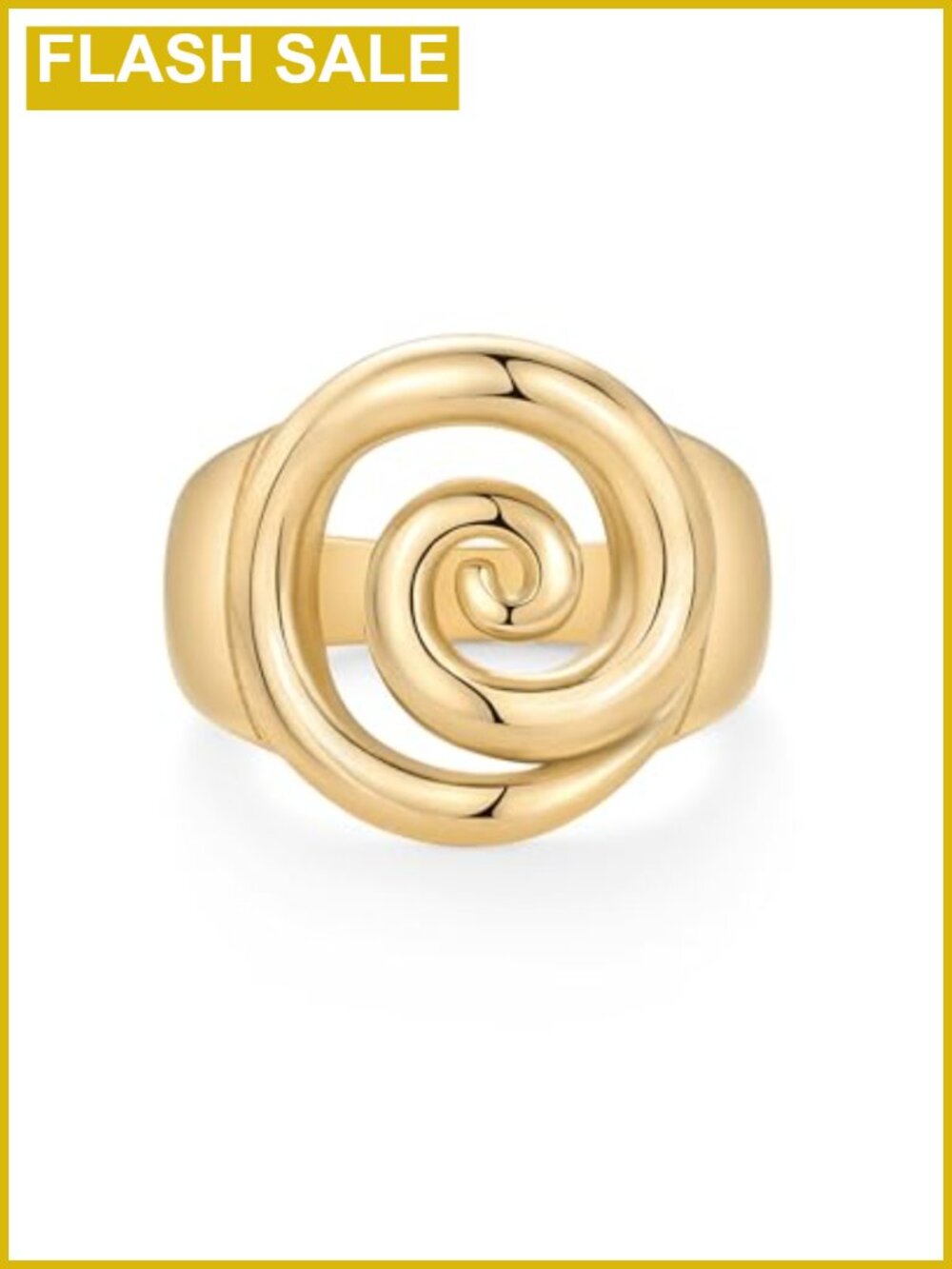 14K Gold Plated Chunky Swirl Ring Stainless Steel Waterproof Statement Band